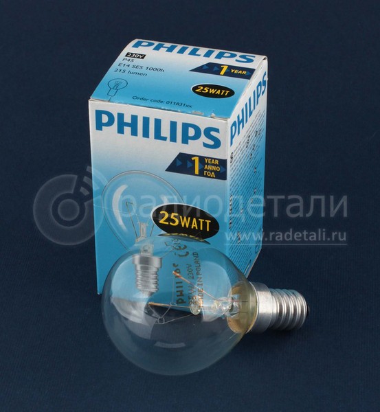 Лампа PHILIPS P45 CL 25W 230V E14 прозрачная капля