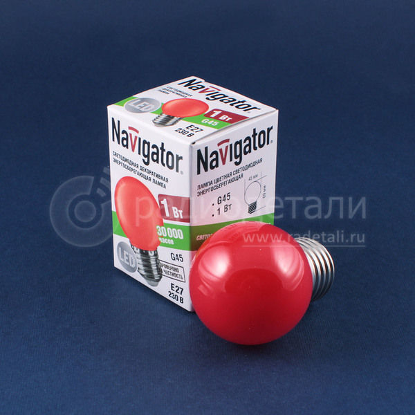 Светодиодная лампа G45 E27 220V 1W Red Navigator NLL-G45-1-230-R-E27 71827