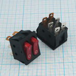 Выключатель OFF-ON, RWB-510-N (KCD3), 220V/15А, подсветка neon, 6 контактов, 28х21мм, 12.313