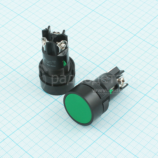 Кнопка ON-(ON), XB2-EA135, 230V/3A, без фиксации, 3 контакта, под отв.Ø22мм, 25443