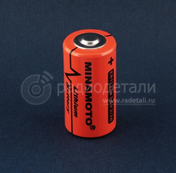 Батарейка 2/3A 3.6V Lithium ER17335 (1900mAh) Minamoto (без выводов) D=17mm (Li-SOCl2)