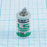 Батарейка 1/2AA 3.6V Lithium LS14250 2PF (1200 mAh) Saft LS (с выводами под пайку) (Li-SOCl2)