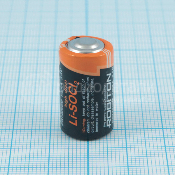 Батарейка 1/2AA 3.6V Lithium ER14250M (1200mAh) Robiton, высокотоковый (Li-SOCl2)