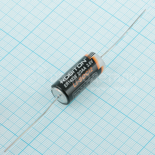 Батарейка 2/3AA 3.6V Lithium ER14335 (1600mAh) Robiton (с выводами) D=14mm (Li-SOCl2)