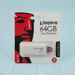 Флеш- накопитель USB 3.0 64 Gb Kingston Data Traveler G4 USB 3.1/3.0/2.0 A, белый с фиолетовым