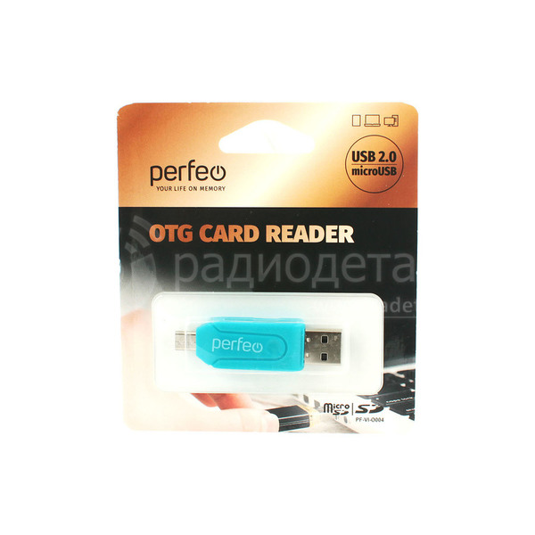 Карт-ридер PERFEO Card Reader OTG, SD/MMc+Micro SD+MS+M2, USB 2.0/micro USB, PF-VI-O0004