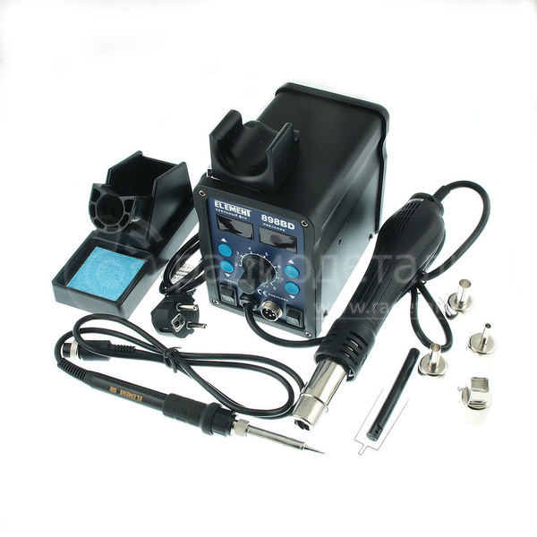 Паяльная станция термовоздушная цифровая с паяльником (2в1) Element 898BD,740W, фен-100-480°С, ±1°С
