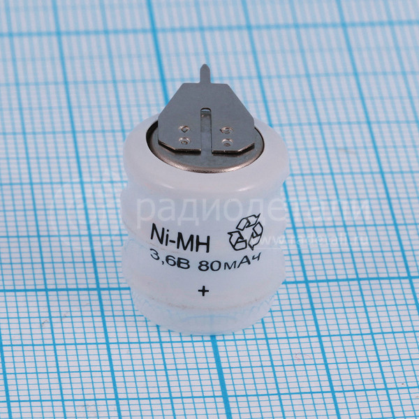 Аккумулятор Robiton 80BVH 3.6V 80 mAh NiMH (Ø=15мм, h=19мм), с выводами под пайку
