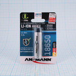 Аккумулятор 18650 ANSMANN Li-ICR18650 3.6V 3500mAh, с защитой (литий-кобальт)