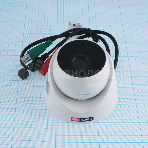 Видеокамера купольная 1/2.7 CMOS 1080P F=3.6мм/88гр. ИК 20м 12В/250мА PT- MHD1080P-C-IR-3.6