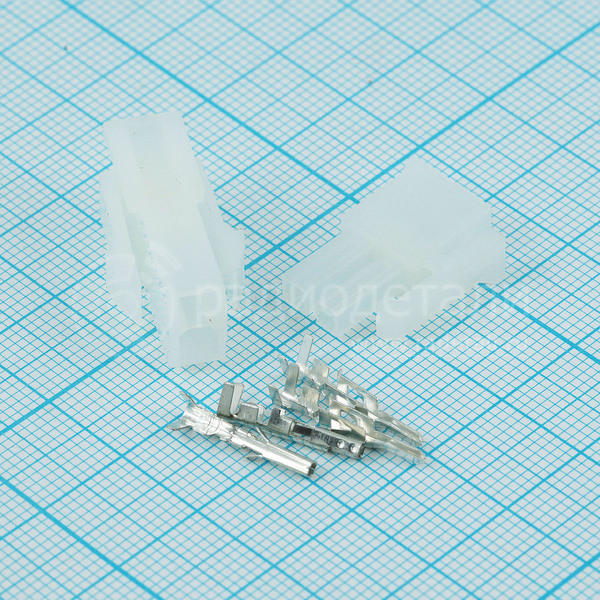 Комплект разъемов 2-pin Mini-Fit MF-1x2F + MF-1x2M шаг 4.2мм без проводов с защелкой