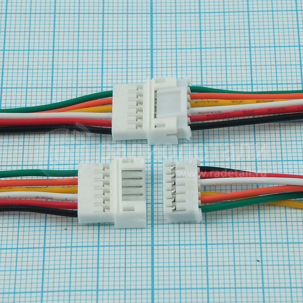 Комплект разъемов DC 6-pin c проводами шаг 2.0 мм JST