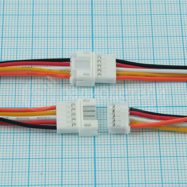 Комплект разъемов DC 5-pin c проводами шаг 2.0 мм JST