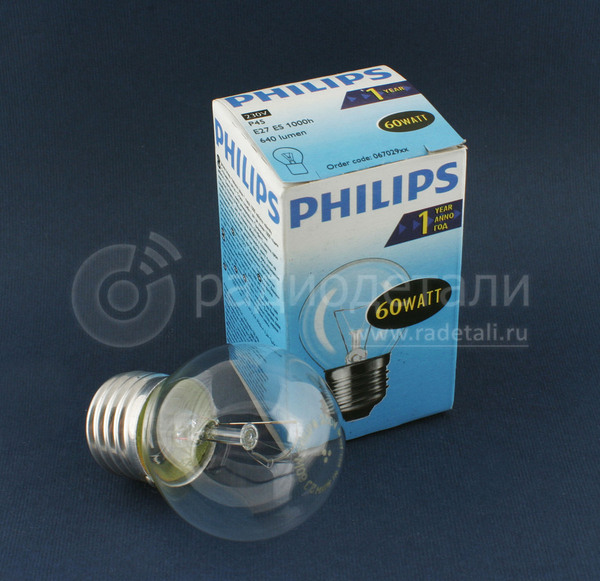 Лампа PHILIPS P45 CL 60W 230V E27 прозрачная капля