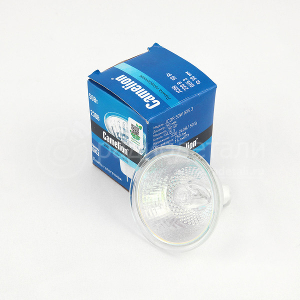 Лампа JCDR 230V 50W GU5.3 со стеклом Camelion