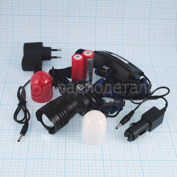 Фонарь налобный аккумуляторный HEAD LAMP SE17-372, с/д Li-ion аккум.2х18650 + з/у 220V/12V