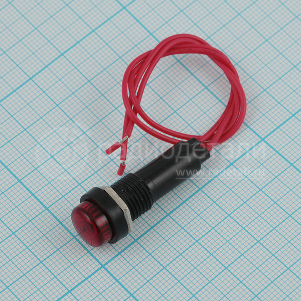 №8.016 Индикаторная лампа M10 XD10-8W neon, M10мм (220V), красная, с проводом 16см