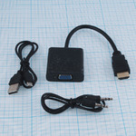 Преобразователь-конвертер с HDMI в VGA + 3.5 audio активный