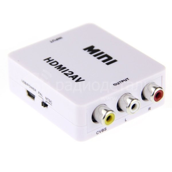 Преобразователь-конвертер с HDMI в RCA video+audio HDMI2AV