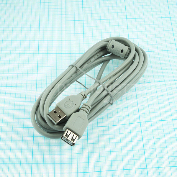 USB 2.0-A шт.- USB-A гн. 3.0m, с ферритом 5-905 PREMIER