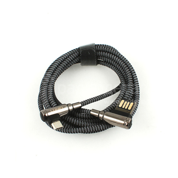 USB 2.0-A шт.- micro USB-B шт., 2.0m LDNIO LS422, в оплётке, разьемы угловые