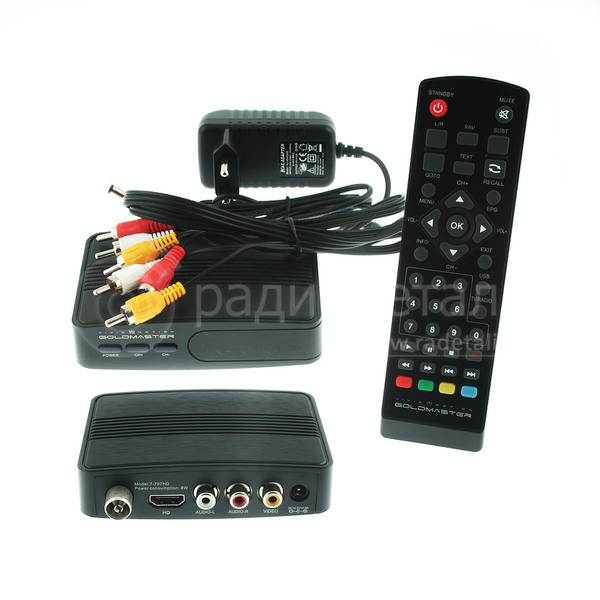 Цифровая приставка GoldMaster T-707HD, (DVBT2/HD), HDMI, IPTV, внешний блок питания