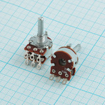 Резистор переменный 100/100 кОм, 20%, 0,125 Вт, кривая А, вал 3/20 (сдвоенный),СП3-400 дМ