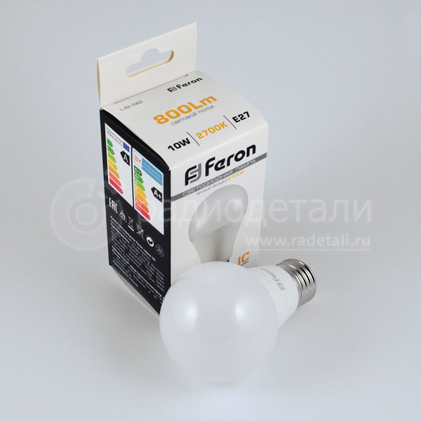 Светодиодная лампа A60 E27 220V 10W 2700K 800Lm LB-92 FERON
