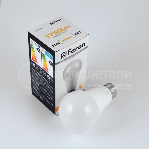 Светодиодная лампа A60 E27 220V 20W 2700K 1750Lm LB-98 FERON