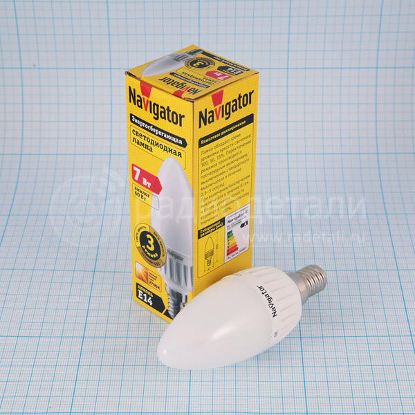Светодиодная лампа свеча E14 220V 7W 2700K Navigator NLL-C37-7-230-2.7K-E14-3STEPDIMM 61651