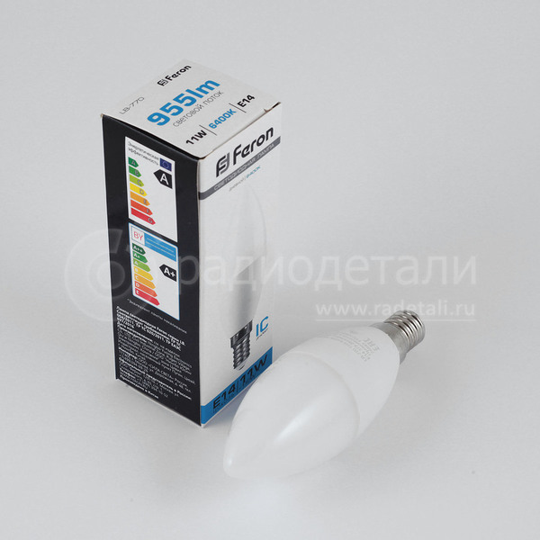 Светодиодная лампа свеча E14 220V 11W 6400K 955Lm LB-770 FERON