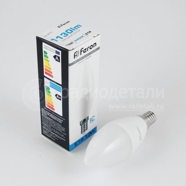 Светодиодная лампа свеча E14 220V 13W 6400K 1130Lm LB-970 FERON