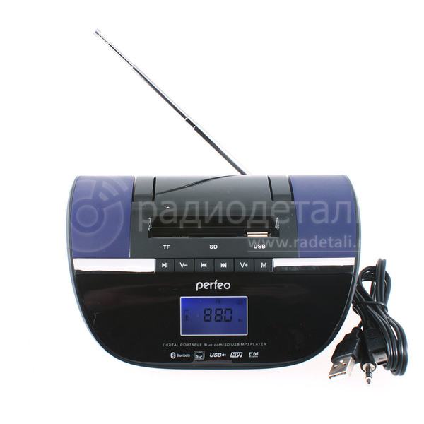 Беспроводная колонка PERFEO i350PRO, Bluetooth, AUX, USB/SD, FM(87.5-108MHz), часы, будильник