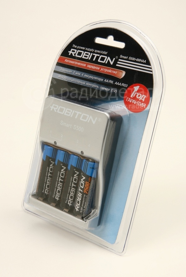 Зарядное устройство Robiton Smart S500-4MHAA +4AA 2500mAh (2 или 4 АА/ААА)