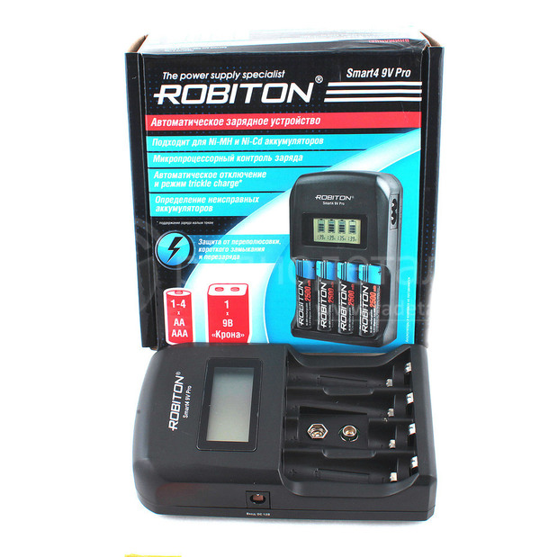 Зарядное устройство Robiton Smart4 9V PRO (1-4 АА/ААА, 1-9V), сеть 220В