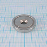 Магнит неодимовый, диск Ø36х8мм, сцепление ~40.0кг,с отверстием Ø6,5мм, с зенковкой Ø10,мм 00169