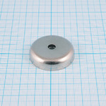 Магнит неодимовый, диск Ø32х8мм, сцепление ~31.0кг,с отверстием Ø5,5мм, с зенковкой Ø10,мм