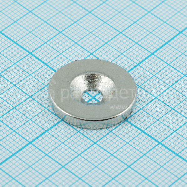Магнит неодимовый, диск Ø20х3мм, с зенковкой 4,5/10мм