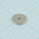 Магнит неодимовый, диск Ø25х3мм, сцепление ~4.2кг,с отверстием Ø4,5мм, с зенковкой Ø7,5мм 00256