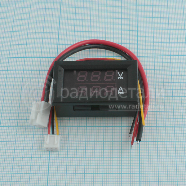 Цифровой амперметр 0-10A + вольтметр 0-100VDC питание DC3.5-30V Red/Blue