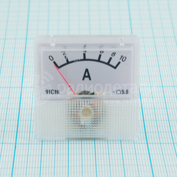 Амперметр стрелочный 0-10A DC кл. точности 5,0 40х40х20мм