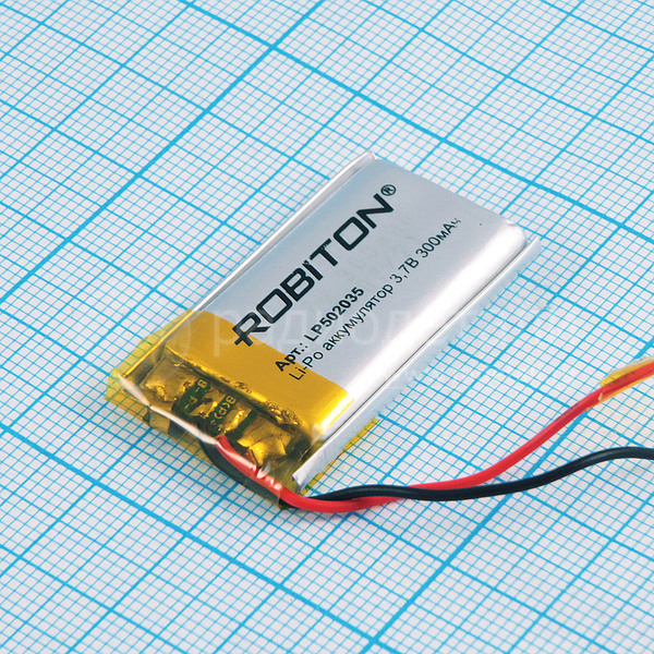Аккумулятор Robiton LP502035 3.7V 300mAh (5х20х35мм) с защитой, с выводами