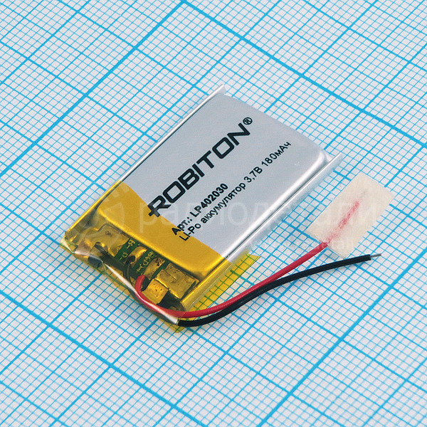 Аккумулятор LP402030 3.7V 180mAh (4х20х30мм) с защитой, с выводами, Robiton