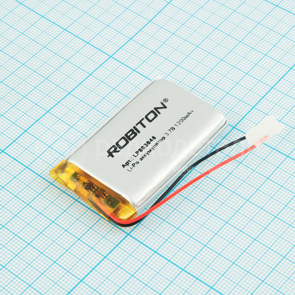 Аккумулятор LP803048 3.7V 1200mAh (8.0х30х48мм) с защитой, с выводами, Robiton
