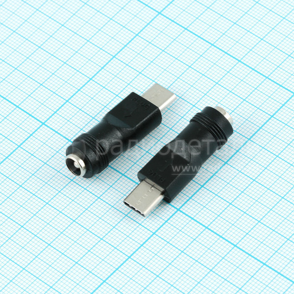 Переходник DC 5.5/2.5 гнездо - USB Type C штекер, Ni/Pl