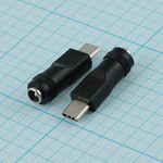 Переходник DC 5.5/2.1 гнездо - USB Type C штекер, Ni/Pl