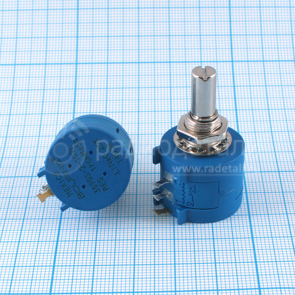2 кОм 2Вт многооборотный резистор Bourns 3590S-2-202L вал 6,2/11мм