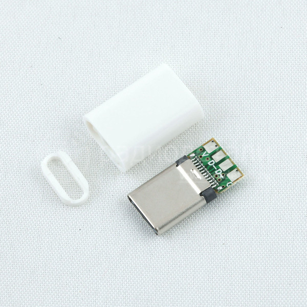 Штекер USB Type-C на кабель 24PM 24 контакта в корпусе Белый