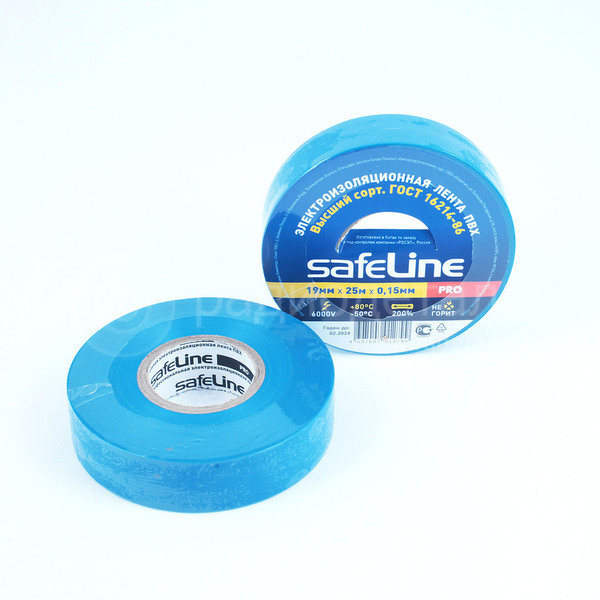 Изолента Safeline 19мм/25м/0.15мм, синий