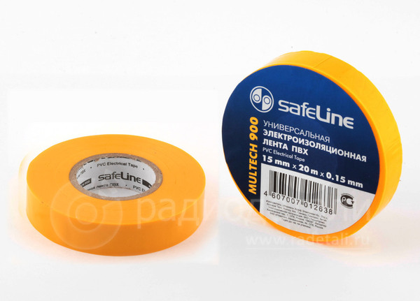 Изолента Safeline 15мм/20м/0.15мм, жёлтый